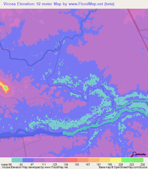 Vicosa,Brazil Elevation Map