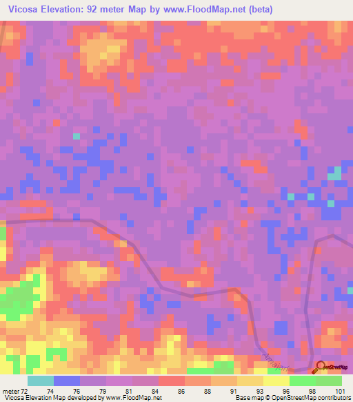 Vicosa,Brazil Elevation Map