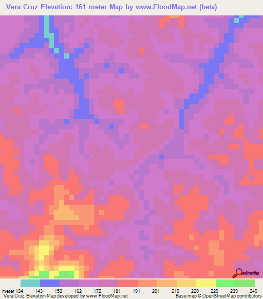 Vera Cruz,Brazil Elevation Map