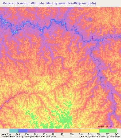 Veneza,Brazil Elevation Map