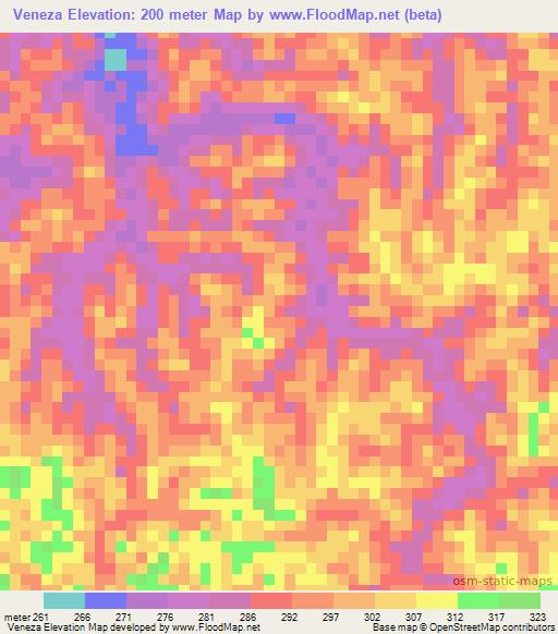 Veneza,Brazil Elevation Map