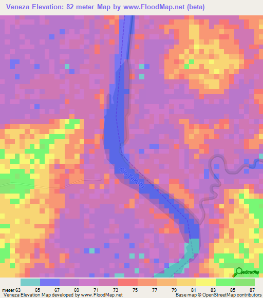 Veneza,Brazil Elevation Map