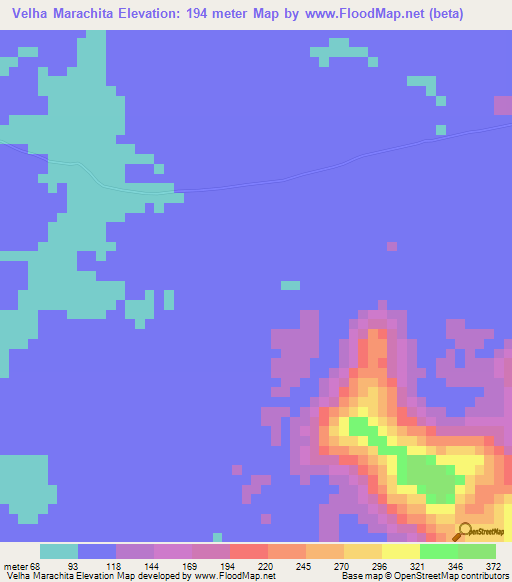 Velha Marachita,Brazil Elevation Map