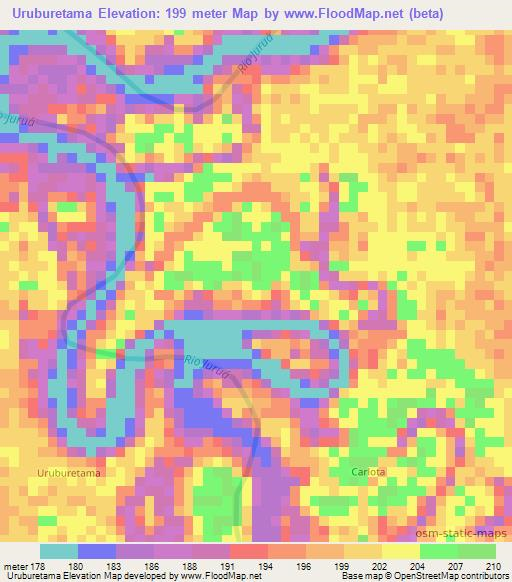 Uruburetama,Brazil Elevation Map