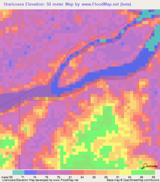 Uraricoera,Brazil Elevation Map