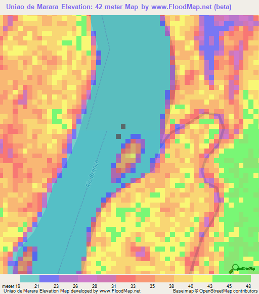 Uniao de Marara,Brazil Elevation Map