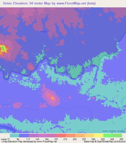 Uniao,Brazil Elevation Map