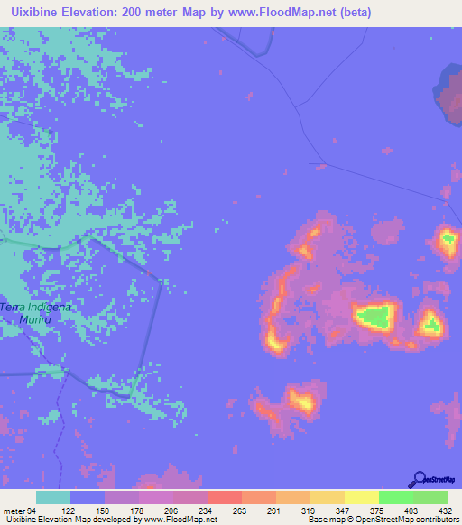 Uixibine,Brazil Elevation Map