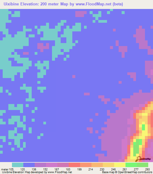 Uixibine,Brazil Elevation Map