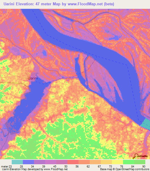 Uarini,Brazil Elevation Map