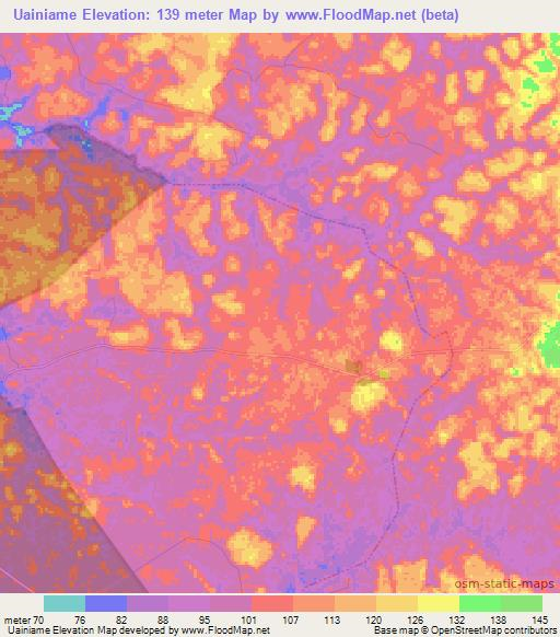 Uainiame,Brazil Elevation Map