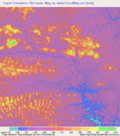 Tupari,Brazil Elevation Map