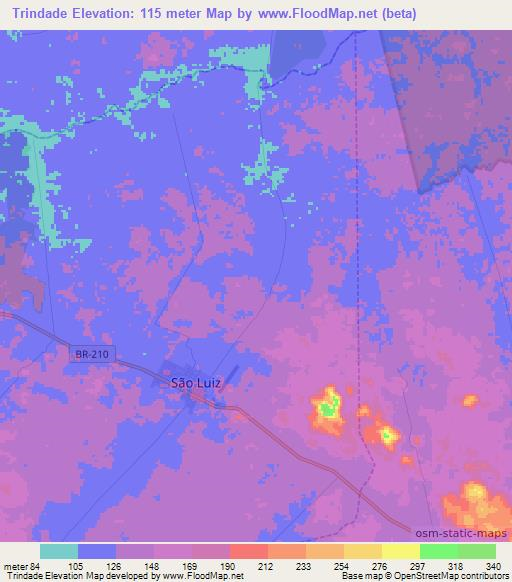 Trindade,Brazil Elevation Map