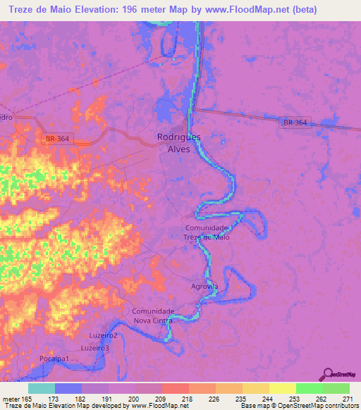 Treze de Maio,Brazil Elevation Map