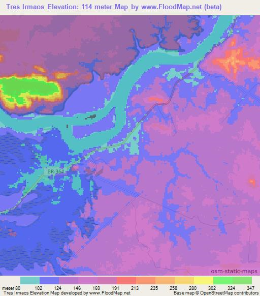 Tres Irmaos,Brazil Elevation Map