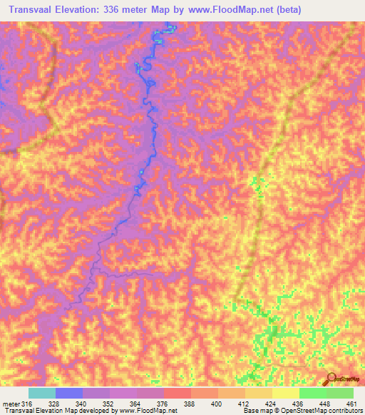 Transvaal,Brazil Elevation Map