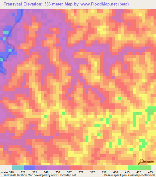 Transvaal,Brazil Elevation Map