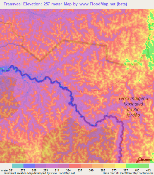 Transvaal,Brazil Elevation Map