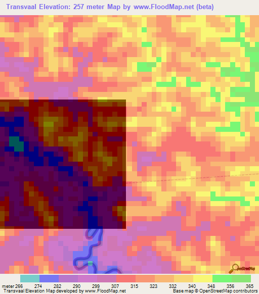 Transvaal,Brazil Elevation Map