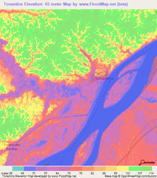 Tonantins,Brazil Elevation Map