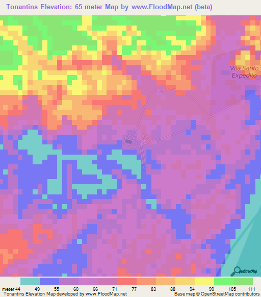 Tonantins,Brazil Elevation Map