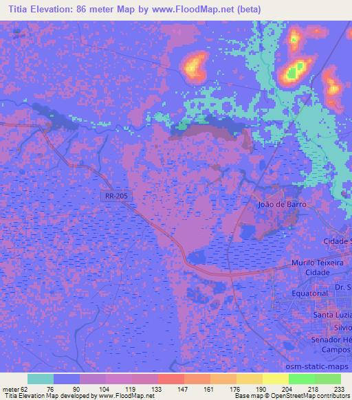 Titia,Brazil Elevation Map