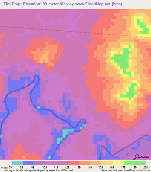 Tira Fogo,Brazil Elevation Map