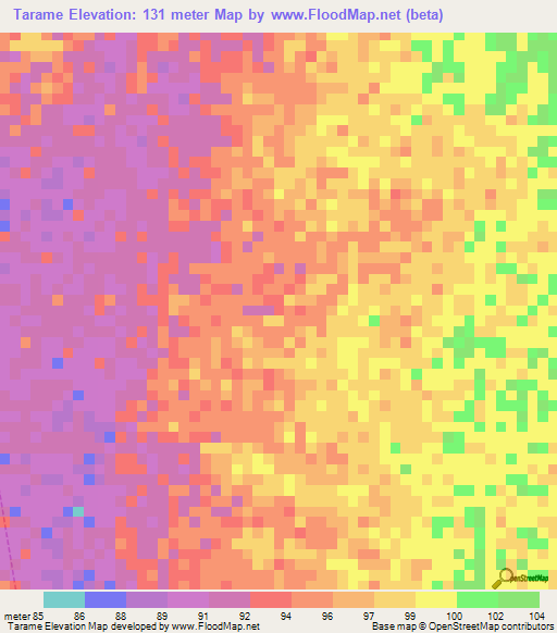 Tarame,Brazil Elevation Map