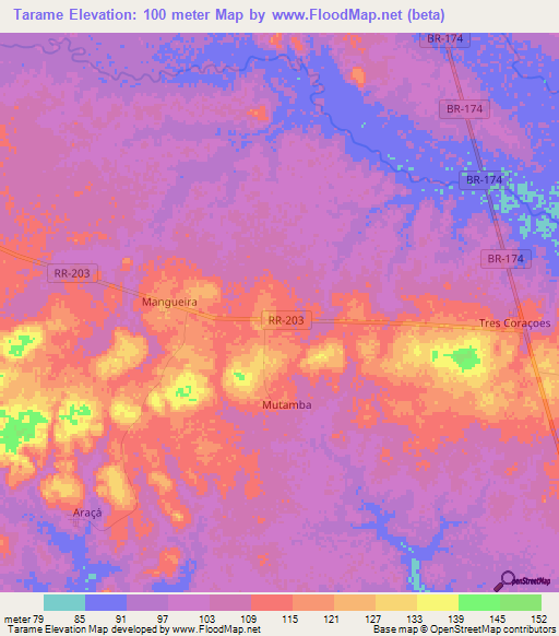 Tarame,Brazil Elevation Map