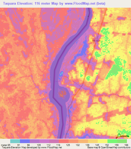 Taquara,Brazil Elevation Map