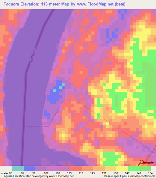 Taquara,Brazil Elevation Map