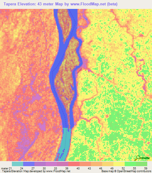 Tapera,Brazil Elevation Map