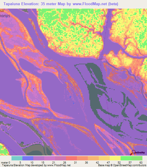 Tapaiuna,Brazil Elevation Map