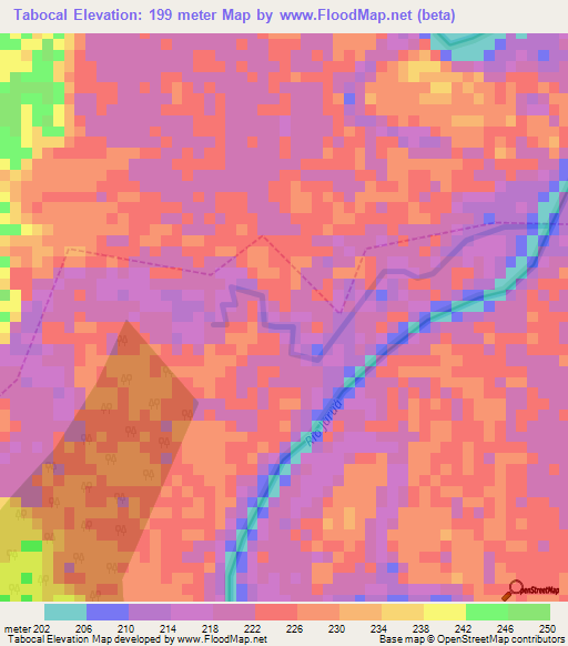 Tabocal,Brazil Elevation Map