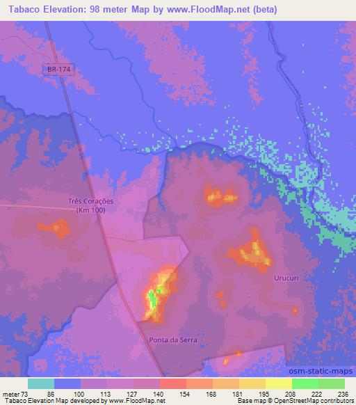 Tabaco,Brazil Elevation Map