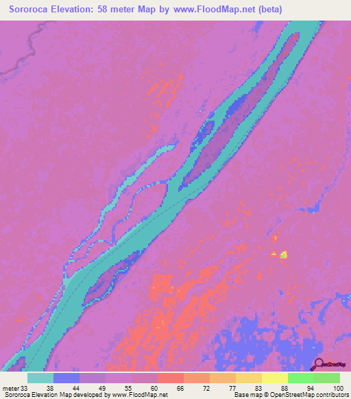 Sororoca,Brazil Elevation Map