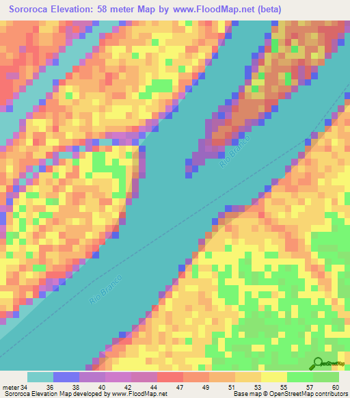 Sororoca,Brazil Elevation Map