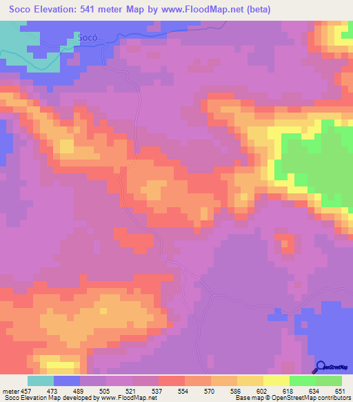 Soco,Brazil Elevation Map