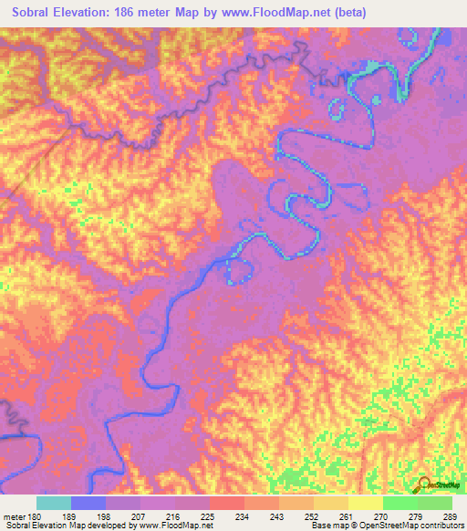 Sobral,Brazil Elevation Map