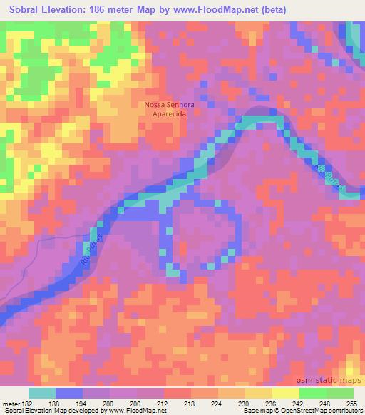 Sobral,Brazil Elevation Map