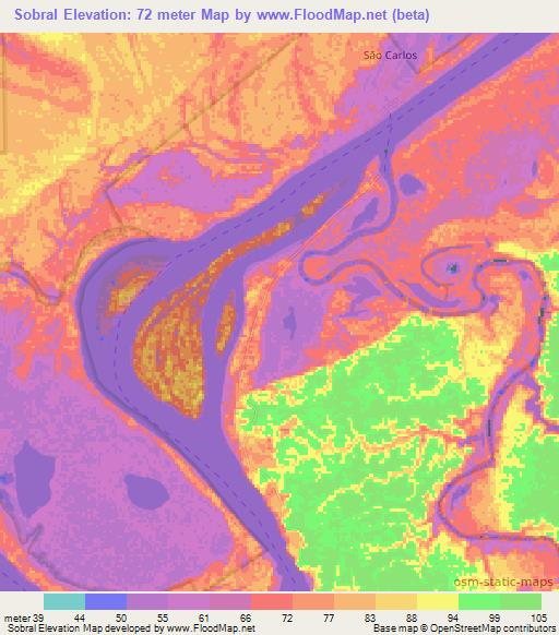 Sobral,Brazil Elevation Map