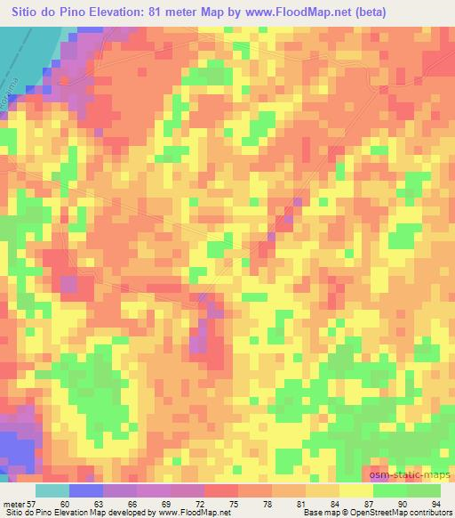 Sitio do Pino,Brazil Elevation Map