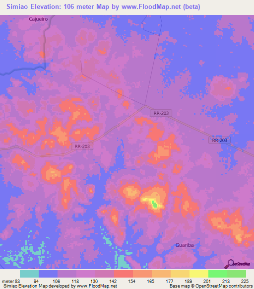 Simiao,Brazil Elevation Map