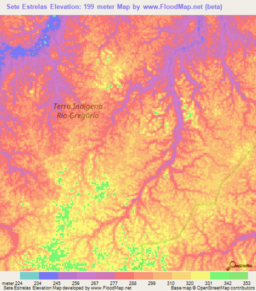 Sete Estrelas,Brazil Elevation Map