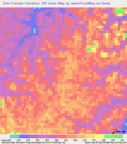 Sete Estrelas,Brazil Elevation Map