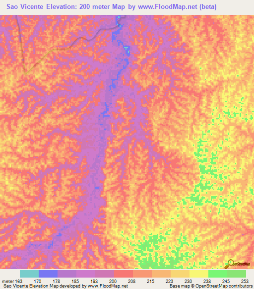 Sao Vicente,Brazil Elevation Map