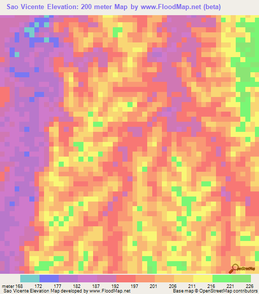 Sao Vicente,Brazil Elevation Map