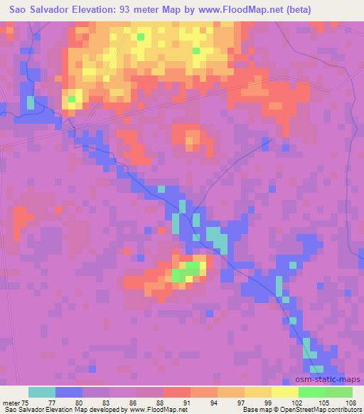 Sao Salvador,Brazil Elevation Map