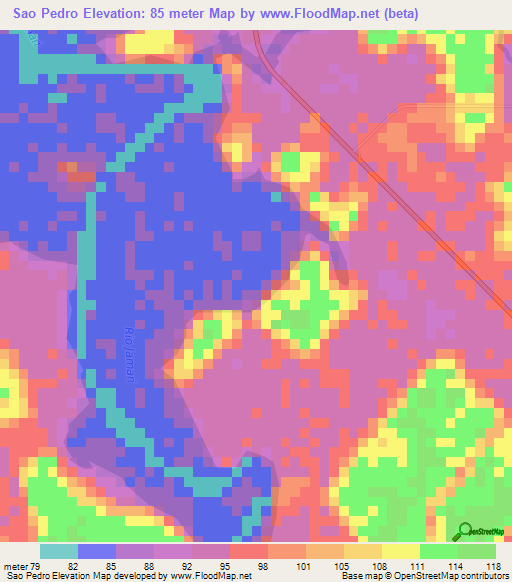 Sao Pedro,Brazil Elevation Map