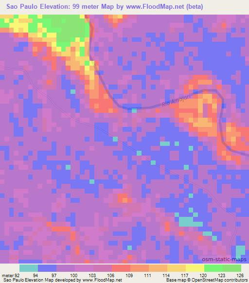 Sao Paulo,Brazil Elevation Map